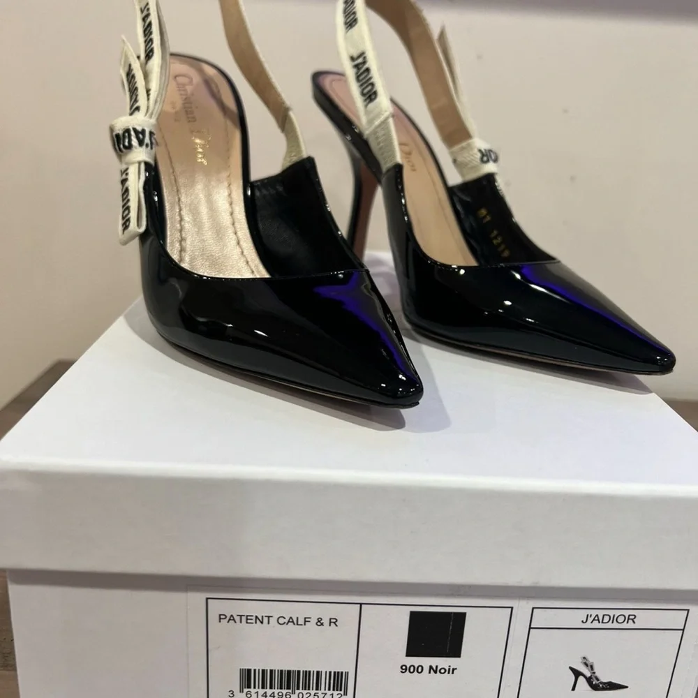 Dior Black Patent Leather Slingback Heels - Picture 3 of 3